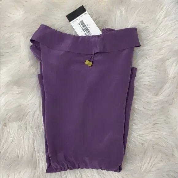 Porter Purple Silky Finish Tube Romper with Gold Tone Hardware - Picture 3 of 3